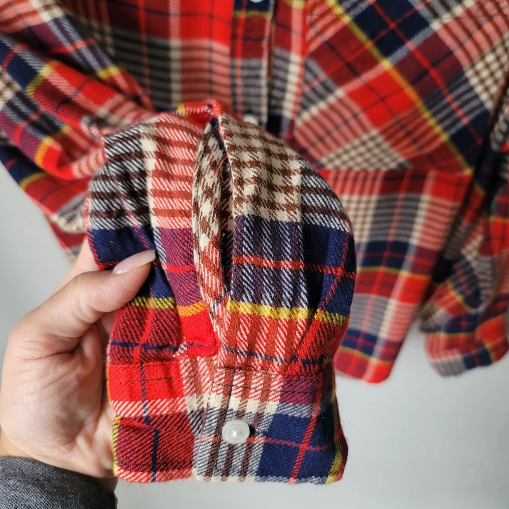 Aerie Plaid Flannel Pajama Sleep Shirt Size Small In Red/Blue Plaid NWT